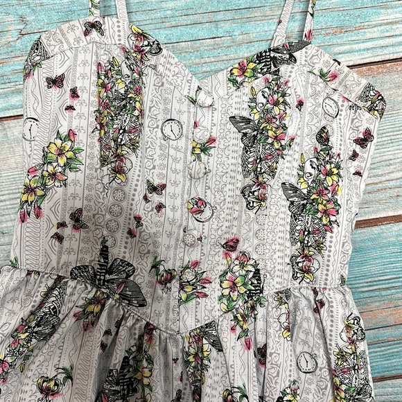 Hell Bunny Floral Skeleton Punk Sundress Size Large - Picture 5 of 9